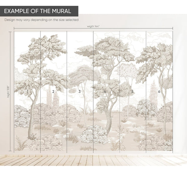 Victor Vintage Forest Wall Mural CCM195 - CostaCover - Peel and stick Removable Wallpaper - accent wallpaper - adhesive wallpaper - bathroom wallpaper
