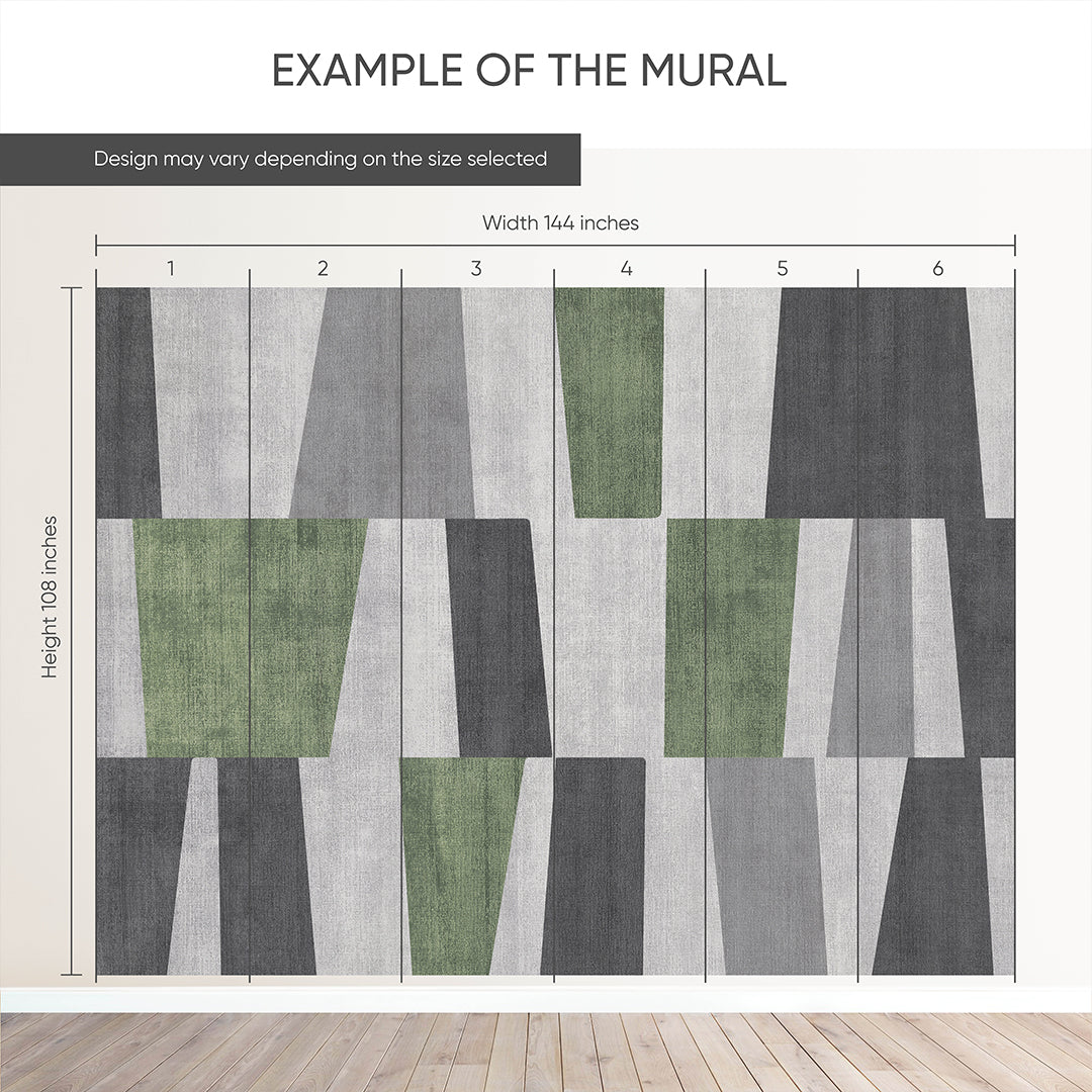 Green Gray Geometric Shapes Wall Mural AM126