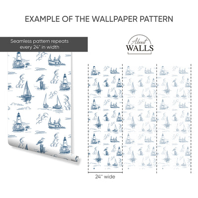 Blue Nautical Sketch Wallpaper A081