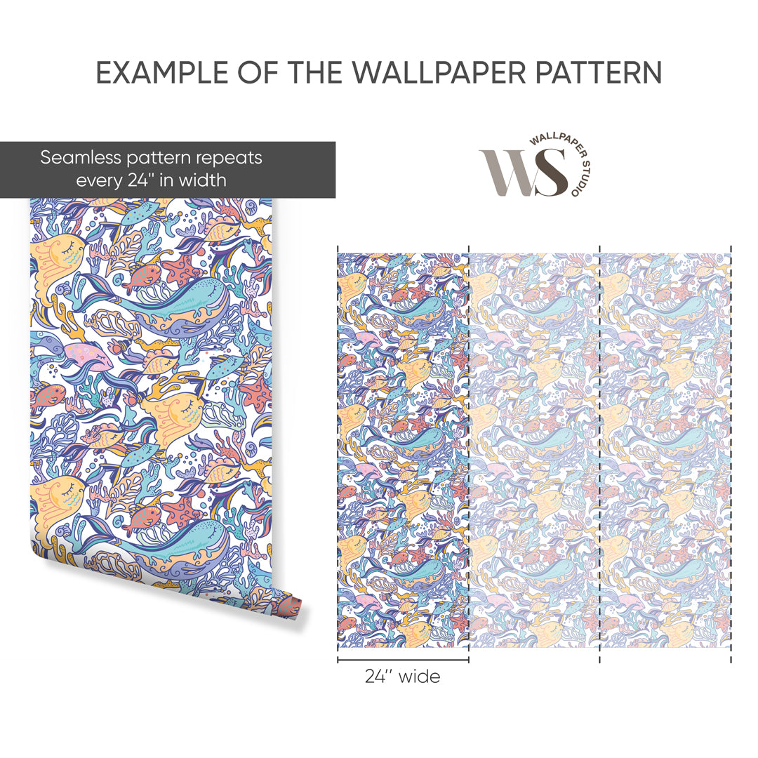 Colored Line Art Fish Wallpaper S100