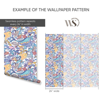 Colored Line Art Fish Wallpaper S100