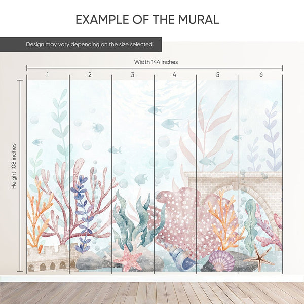 Colored Coral Wall Mural SM061 - CostaCover - Peel and stick Removable Wallpaper - accent wallpaper - adhesive wallpaper - baby bedroom