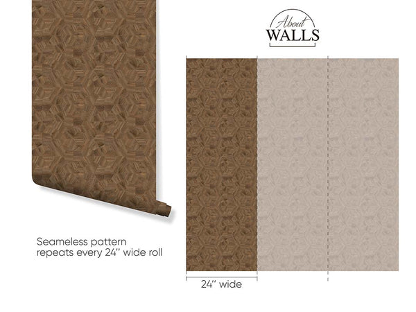 Wood Veneer Mosaic Wallpaper A017 - CostaCover - Peel and stick Removable Wallpaper - about walls - abstract wallpaper - accent wallpaper