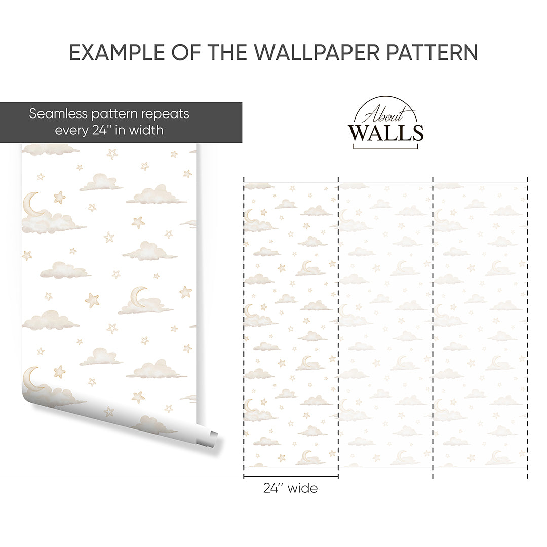 Tiny Clouds & Moon Wallpaper A055