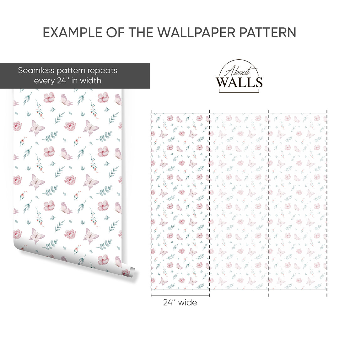 Tiny Floral Butterfly Wallpaper A051