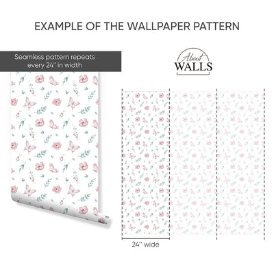 Tiny Floral Butterfly Wallpaper A051