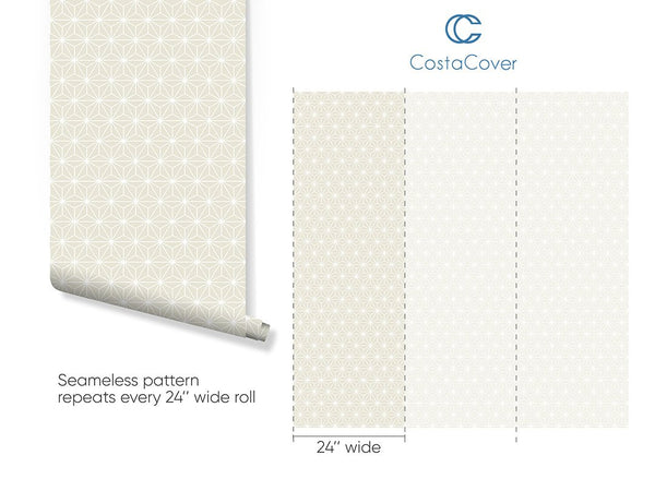 Beige Geometric Prism Wallpaper CC304 - CostaCover - Peel and stick Removable Wallpaper - Abstract - Abstract Labyrinth Lines - abstract lines