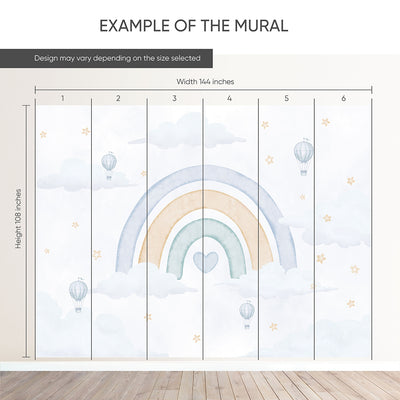 Pastel Blue Rainbow Wall Mural AM142