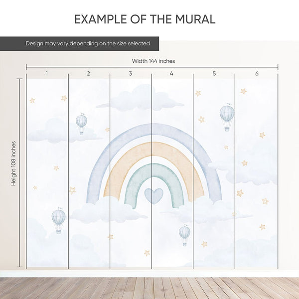 Pastel Blue Rainbow Wall Mural AM142 - CostaCover-Peel and stick Removable Wallpaper-accent wallpaper-adhesive wallpaper-baby bedroom