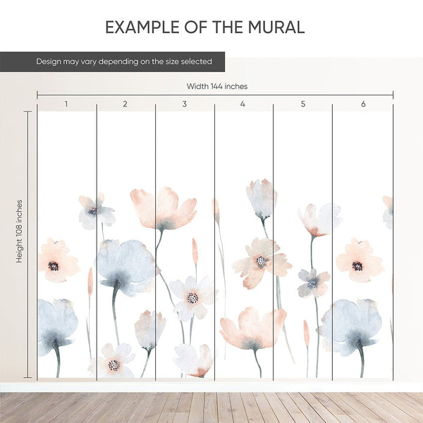 Colored Watercolor Flowers Wall Mural SM044 - CostaCover - Peel and stick Removable Wallpaper - accent wallpaper - adhesive wallpaper - baby bedroom