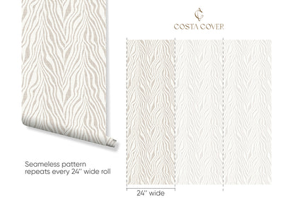 Neutral Beige Zebra Grasscloth Wallpaper CG021