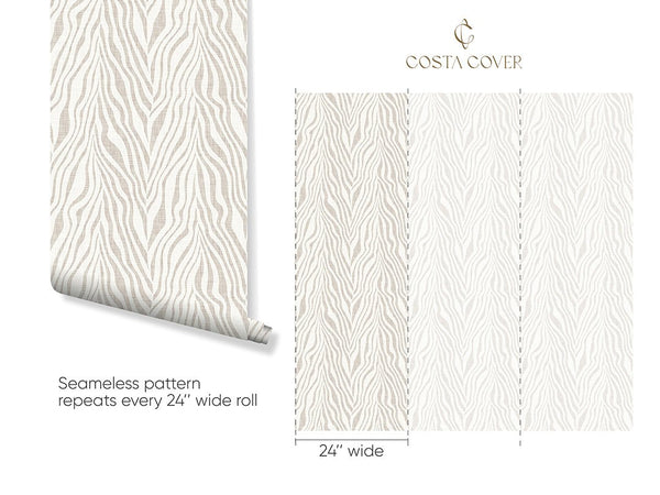 Neutral Beige Zebra Grasscloth Wallpaper CG021 - CostaCover - Traditional Wallpaper - Abstract - abstract floral - abstract lines