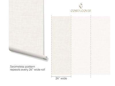 Neutral Beige Linen Wallpaper CC344