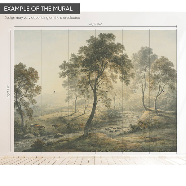 Rural Retro Landscape Wall Mural AM080 - CostaCover - Peel and stick Removable Wallpaper - about walls - abstract paint - abstract wall art
