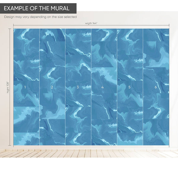 Blue Abstract Marble Squares Wall Mural AM028 - CostaCover - Peel and stick Removable Wallpaper - about walls - Abstract - Abstract Labyrinth Lines