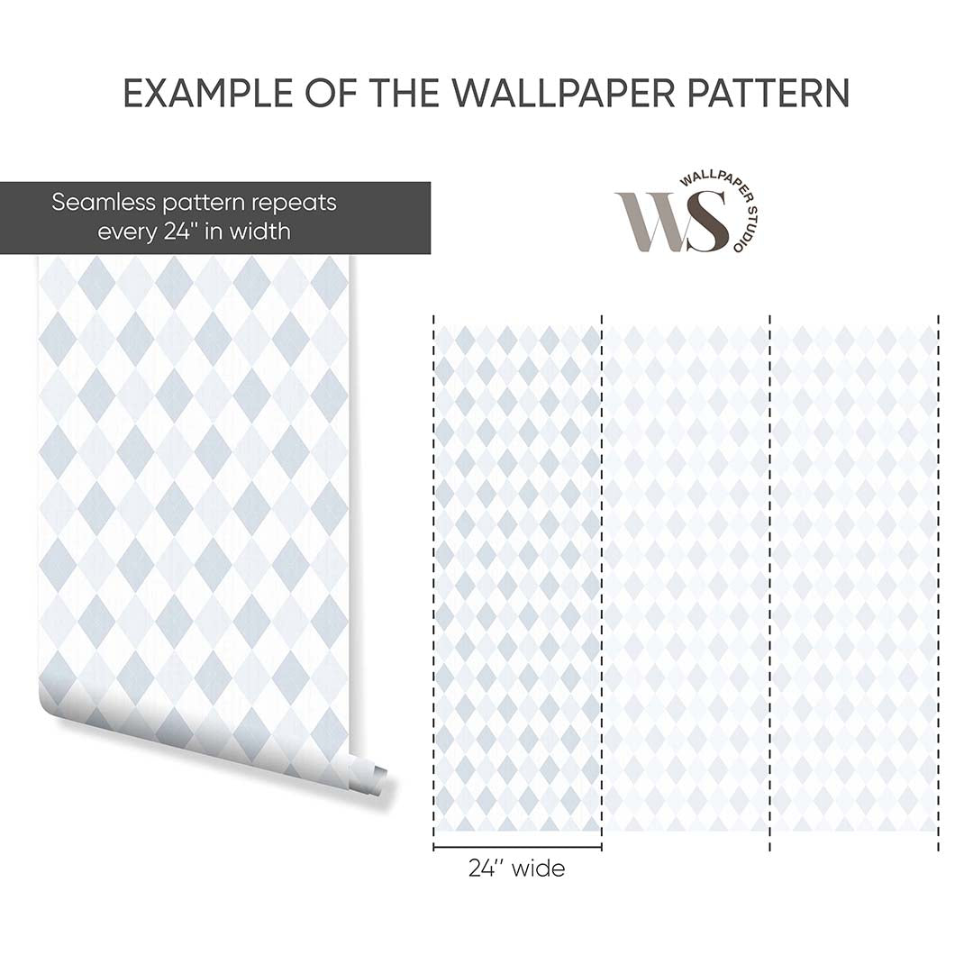 Light Blue Rhombus Wallpaper S020