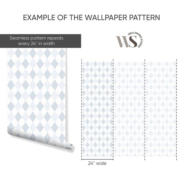 Two Color Blue Rhombus Wallpaper S020 - CostaCover - Peel and stick Removable Wallpaper - abstract wallpaper - accent wallpaper - adhesive wallpaper