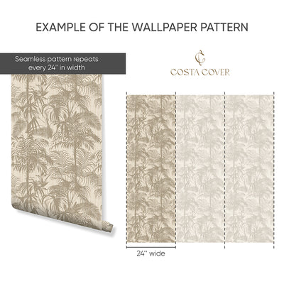 Beige Coastal Palm Wallpaper CC358