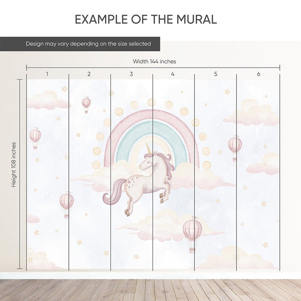 Unicorn & Rainbow Wall Mural AM136 - CostaCover-Peel and stick Removable Wallpaper-accent wallpaper-adhesive wallpaper-baby bedroom