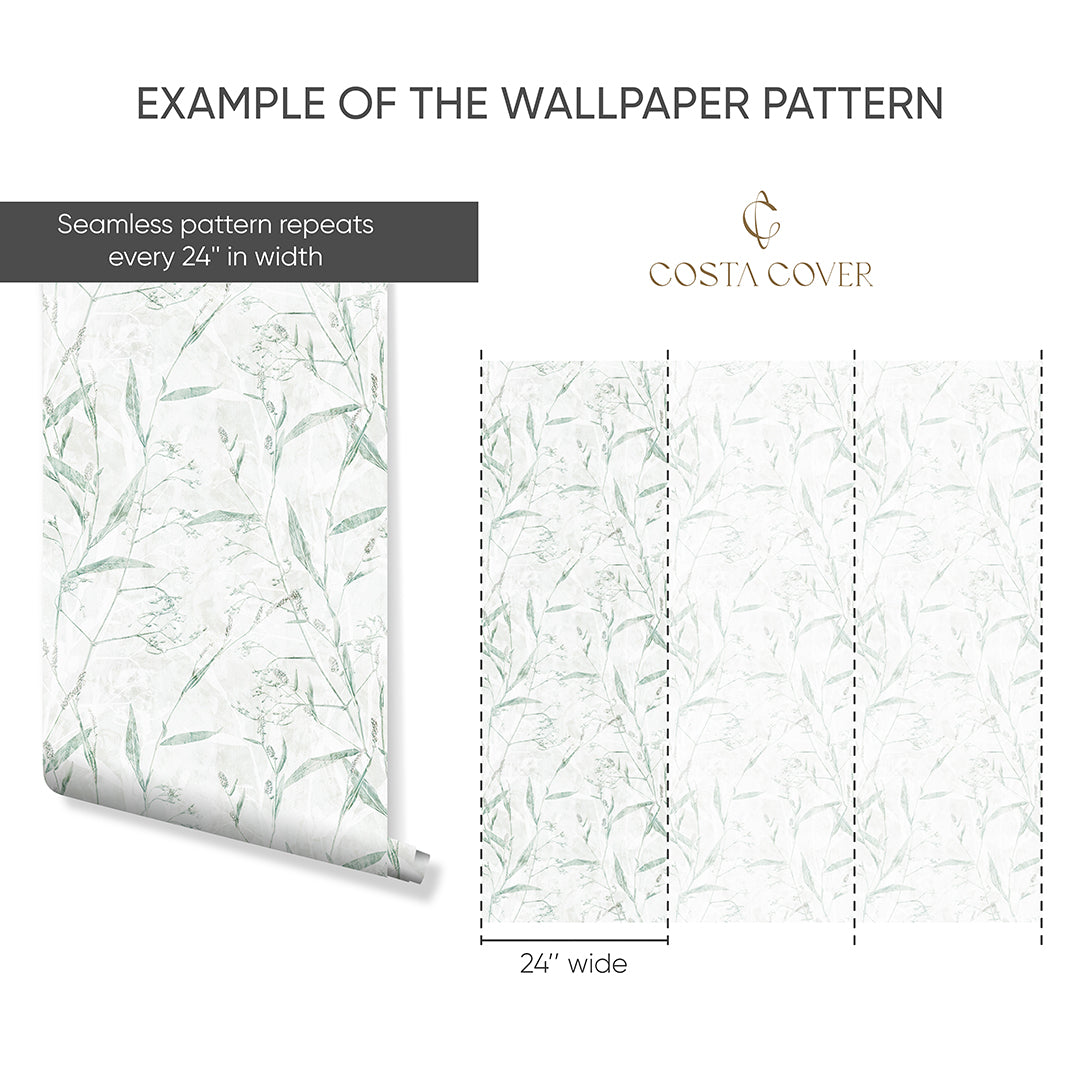 Sage Green Botanical Wallpaper CC361