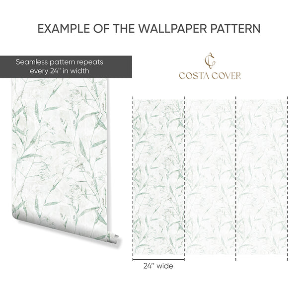 Sage Green Botanical Wallpaper CC361