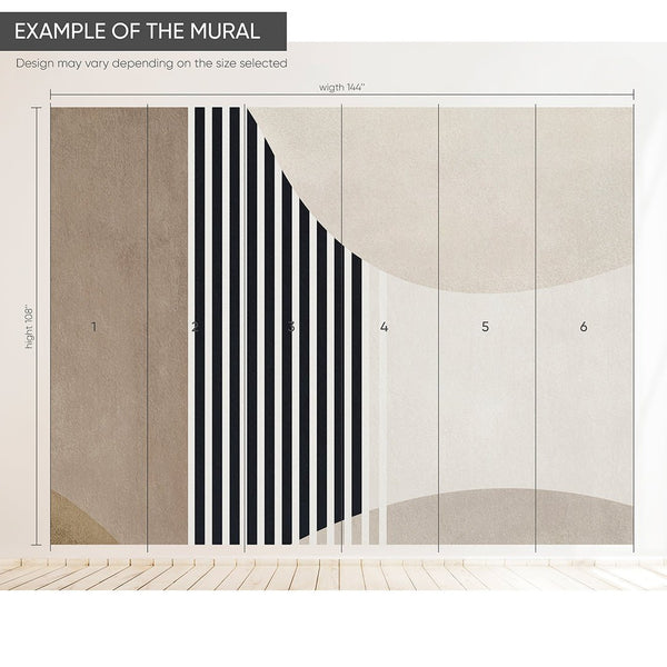 Beige Black Shapes Wall Mural AM047 - CostaCover - Peel and stick Removable Wallpaper - about walls - Abstract - abstract arches