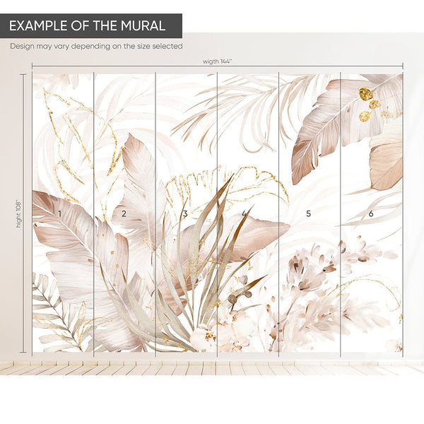 Pastel Banana Leaves Wall Mural WM025 - CostaCover - Peel and stick Removable Wallpaper - adhesive wallpaper - baby bedroom - banana leaves