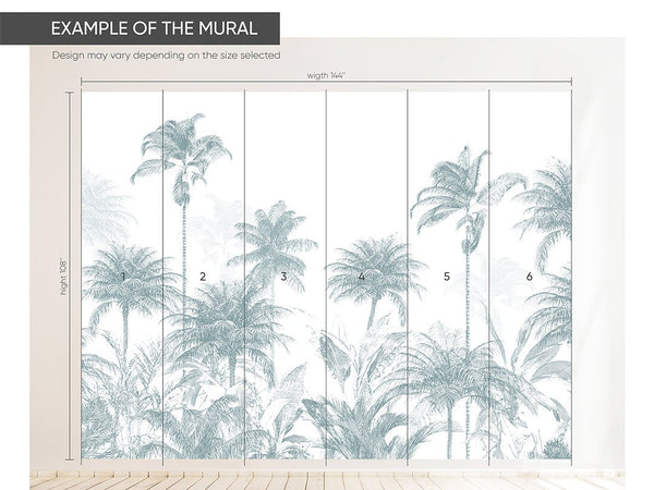 Vintage Jungle Palms Wall Mural CCM150 - CostaCover - Peel and stick Removable Wallpaper - abstract wallpaper - adhesive wallpaper - bathroom wallpaper