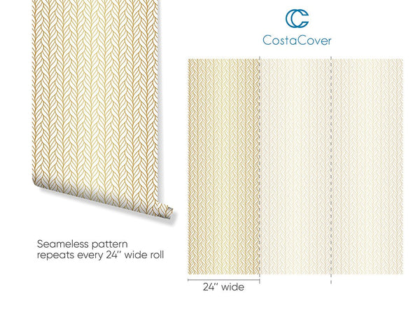 Golden Retro Braids Wallpaper CC217 - CostaCover - Peel and stick Removable Wallpaper - 70's style - Abstract - abstract wallpaper