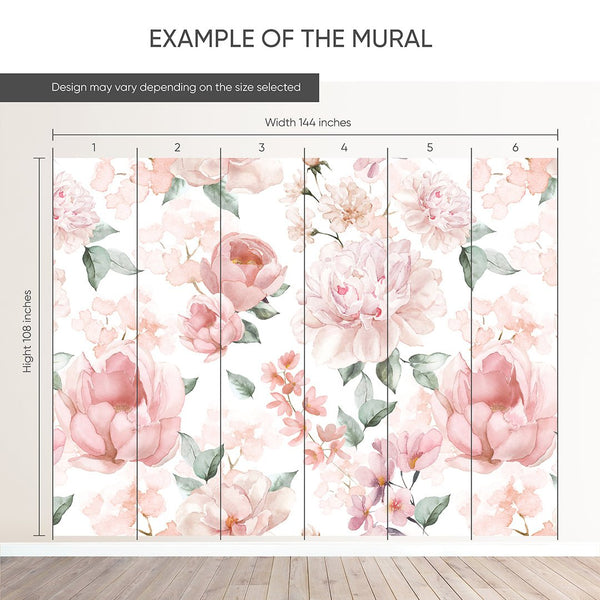 Pink Flowers Bouquet Wall Mural SM026 - CostaCover - Peel and stick Removable Wallpaper - accent wallpaper - adhesive wallpaper - baby bedroom