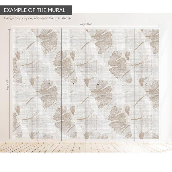 Beige Flowers Wall Mural WM082 - CostaCover - Peel and stick Removable Wallpaper - abstract floral - abstract wallpaper - accent wallpaper