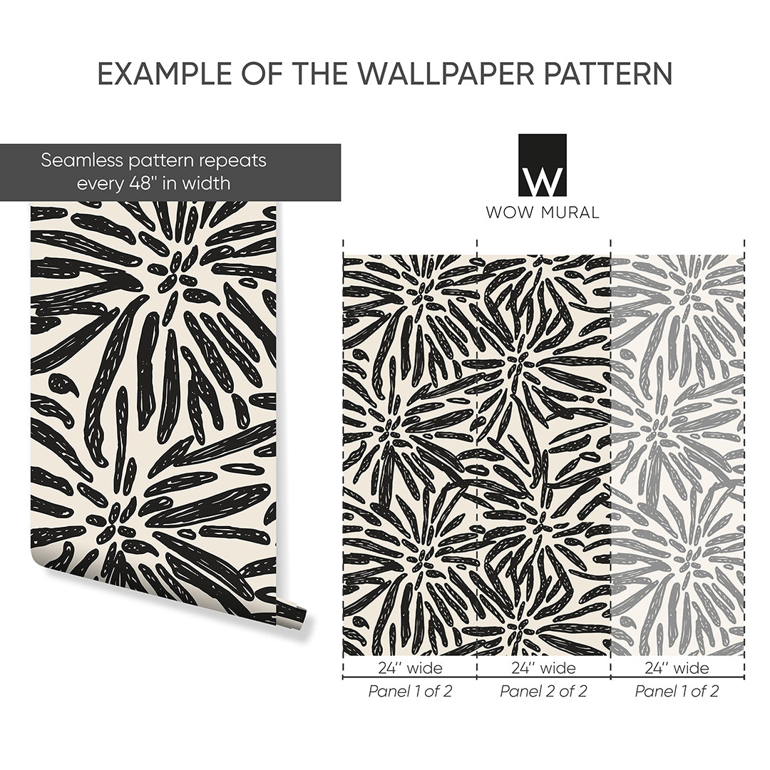 Black Beige Tribal Mudcloth Wallpaper W174