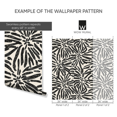 Black Beige Tribal Mudcloth Wallpaper W174