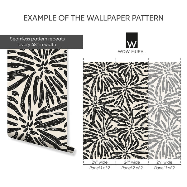 Black Beige Tribal Mudcloth Wallpaper W174