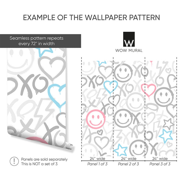 Pastel Smiley Face Graffiti Wallpaper W172