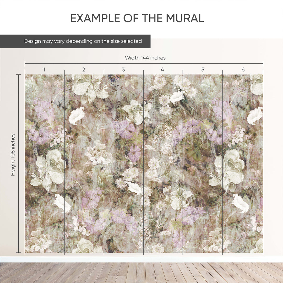Beige Vintage Flowers Garden Wall Mural SM046