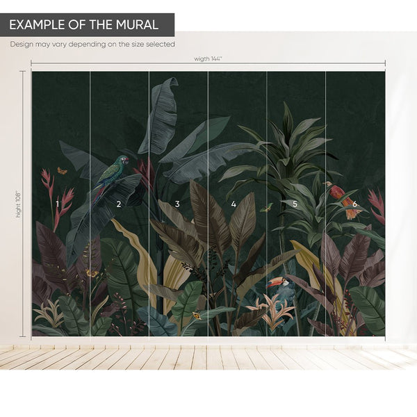 Dark Green Palm Leaves Wall Mural CCM167 - CostaCover - Peel and stick Removable Wallpaper - accent wallpaper - adhesive wallpaper - banana leaves