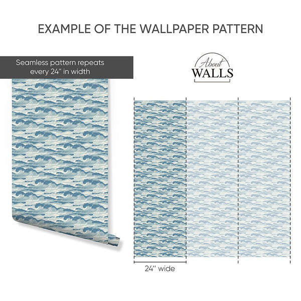Japanese Blue Waves Wallpaper A099 - CostaCover - Peel and stick Removable Wallpaper - about walls - Abstract - abstract lines