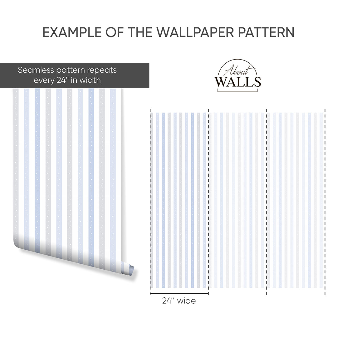 Blue Stripe Polka Dot Wallpaper A087