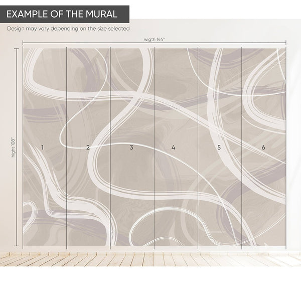 Gray & Beige Smooth Lines Wall Mural AM006 - CostaCover - Peel and stick Removable Wallpaper - about walls - Abstract - Abstract Beige Gold Stripes Waves Removable Wallpaper near me