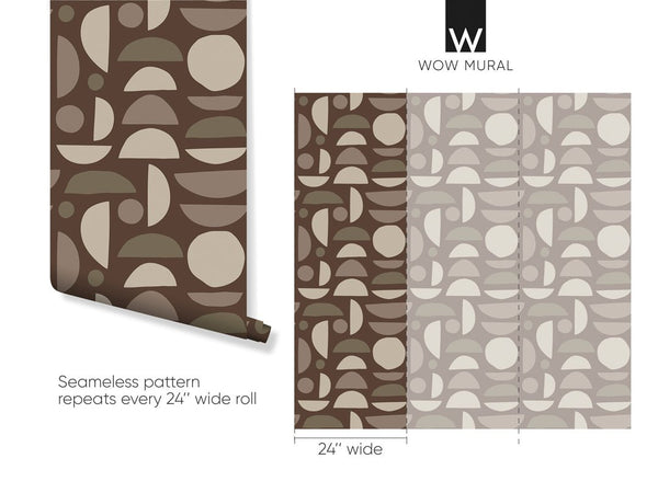 Boho Brown Stones Wallpaper W026 - CostaCover - Peel and stick Removable Wallpaper - Abstract - abstract wall art - abstract wallpaper