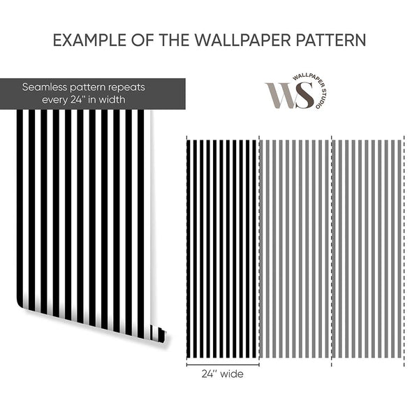 Black & White Stripes Wallpaper S031 - CostaCover - Peel and stick Removable Wallpaper - abstract lines - abstract wall art - abstract wallpaper