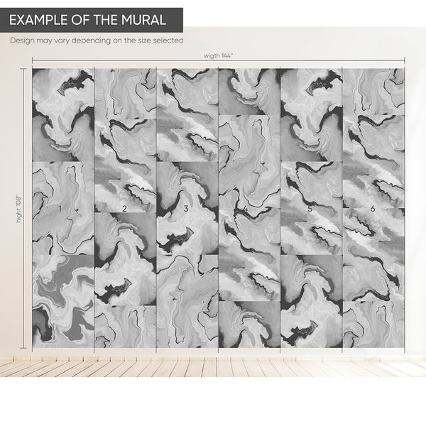 Black & Gray Marble Squares Wall Mural AM029 - CostaCover - Peel and stick Removable Wallpaper - about walls - Abstract - Abstract Labyrinth Lines