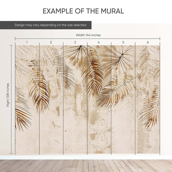 Abstract Beige Banana Leaves Wall Mural CCM200