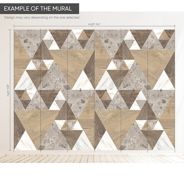 Marble and Wood Triangles Wall Mural AM102 - CostaCover - Peel and stick Removable Wallpaper - about walls - Abstract - abstract lines