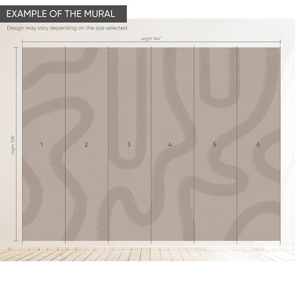Brown & Beige Lines Wall Mural AM040 - CostaCover - Peel and stick Removable Wallpaper - about walls - Abstract - Abstract Labyrinth Lines
