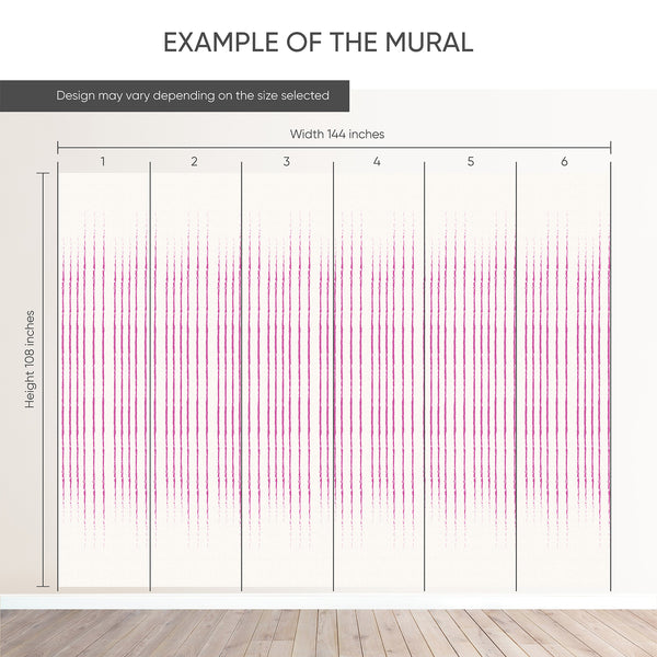 Narrow pink-magenta stripes on a warm neutral ground with a textured, artsy rhythm, offering a dynamic statement for renters looking to enhance their space.