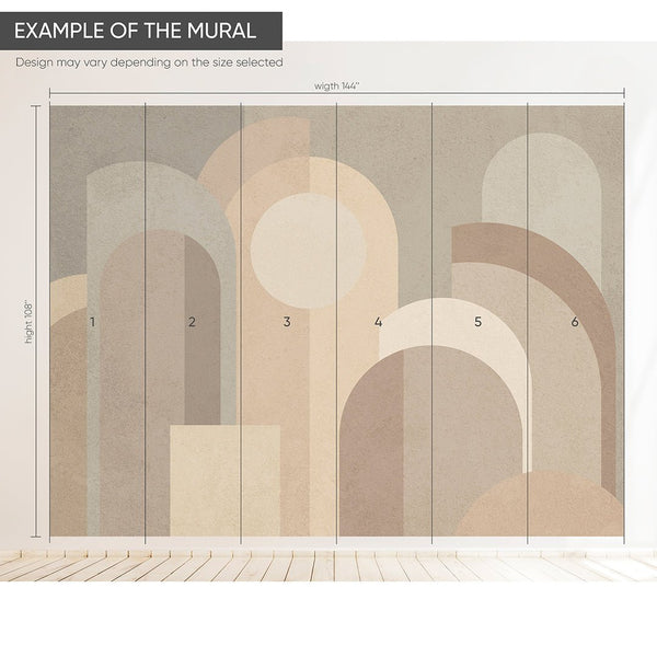 Beige Geometric Shapes Wall Mural AM001 - CostaCover - Peel and stick Removable Wallpaper - about walls - Abstract - abstract arches