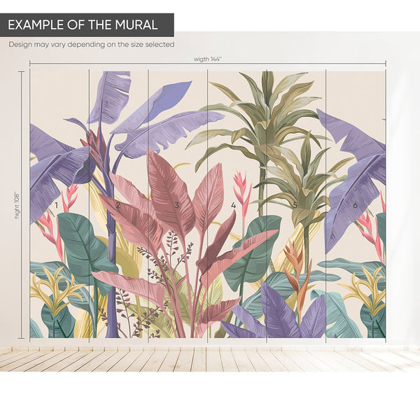 Colorful Tropical Banana Leaves Wall Mural CCM138 - CostaCover - Peel and stick Removable Wallpaper - banana leaves - Banana leaves wallpaper - botanical