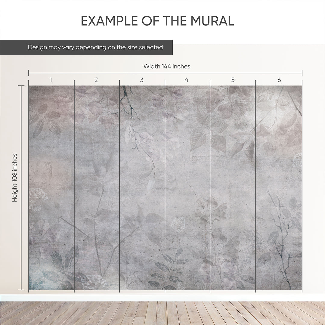 Gray Concrete Botanical Wall Mural AM178